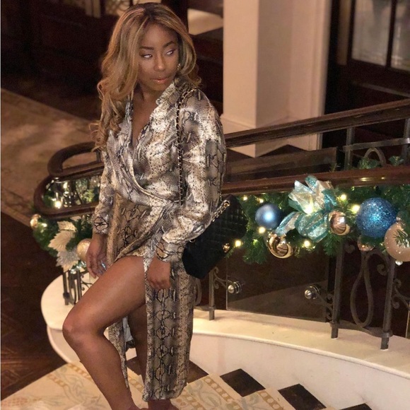 Zara snake print wrap  dress - Picture 2 of 4